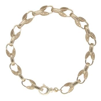 9ct Yellow Gold Patterned Tulip Bracelet 9"
