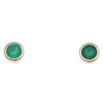 925 Sterling Silver Gold Plated Green Onyx Solitaire Earrings