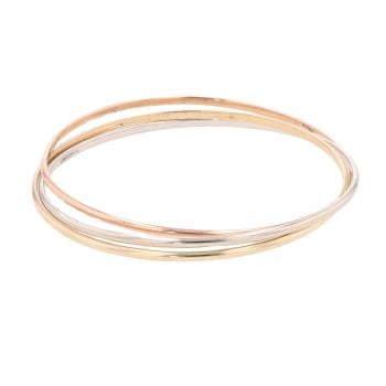 9ct Yellow, White And Rose Gold Russian Bangle