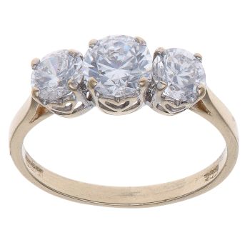 14ct Yellow Gold Cubic Zirconia Three Stone Ring