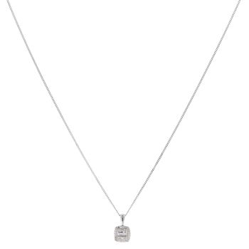 9ct White Gold 0.25ct Diamond Cluster Pendant and Chain 18"