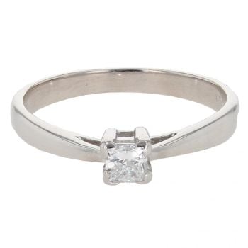 18ct White Gold 0.25cts Princess Cut Diamond Solitaire Ring