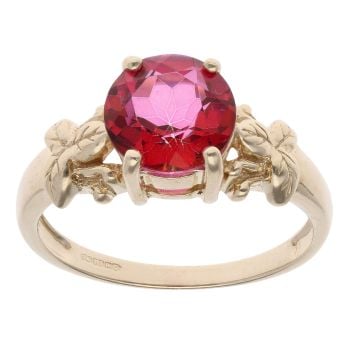 9ct Yellow Gold Pink Topaz Single Stone Ring
