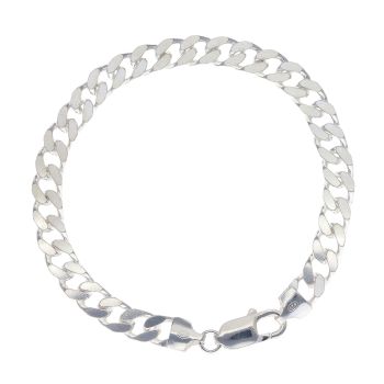Silver Square Curb Bracelet 8"