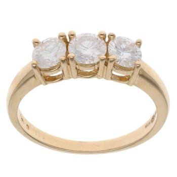 18ct Yellow Gold 1.00ct Brilliant Cut Diamond Trilogy Ring