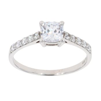 9ct White Gold Single Stone Cubic Zirconia Ring