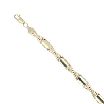 9ct Yellow Gold Fancy Oval Cross Bracelet 7.5"
