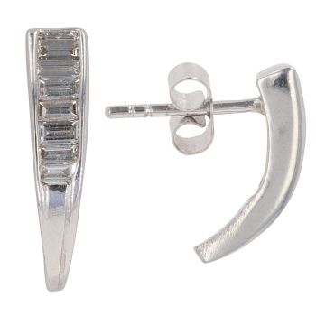 18ct White Gold 0.25ct Baguette Cut Diamond Tapered Drop Earrings