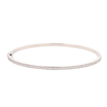 18ct White Gold 0.55ct Brilliant Cut Diamond Hinged Bangle