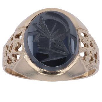 9ct Yellow Gold Hematite Centurion Signet Ring