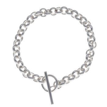 Silver T-Bar Belcher Bracelet 7.5"