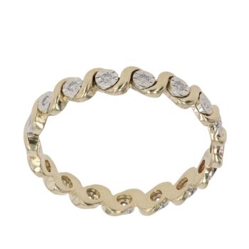 9ct Yellow and White Gold 0.10ct Brilliant Cut Diamond Eternity Ring