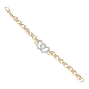 9ct Yellow Gold Cubic Zirconia Heart Bracelet 6"