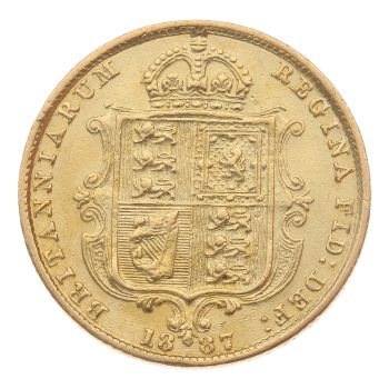 1887 Victoria Jubilee Head UK Half Sovereign Coin