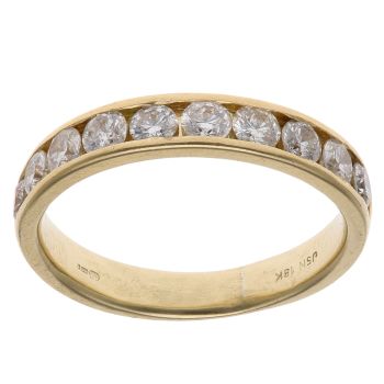 18ct Yellow Gold 1.00ct Brilliant Cut Diamond Half Eternity Ring
