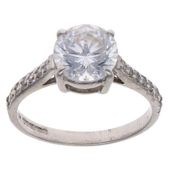 9ct White Gold Cubic Zirconia Solitaire Ring