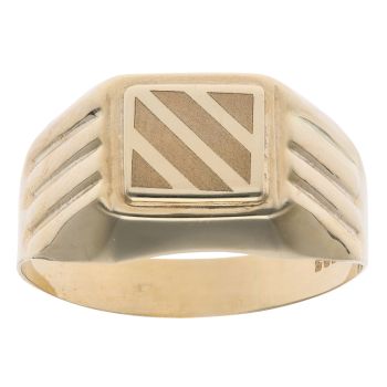 14ct Yellow Gold Square Brushed Signet Ring