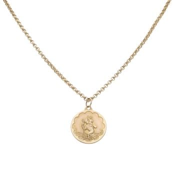 9ct Yellow Gold St Christopher Pendant and Chain 20"