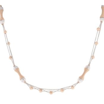 18ct White And Rose Gold Fancy Bead Necklace 18"