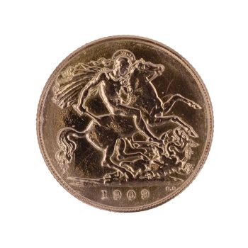 1909 Edward VII Large Head UK Half Sovereign Coin