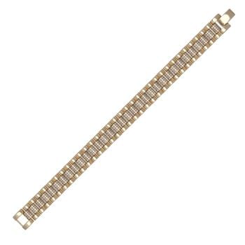 9ct Yellow Gold Cubic Zirconia Brickwork Bracelet