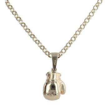 9ct Yellow Gold Boxing Glove Pendant and Belcher Chain 22"