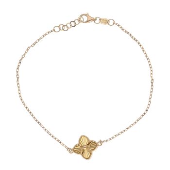 18ct Yellow Gold Patterned Clover Bracelet 8"