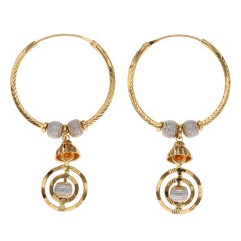 22ct Yellow and White Gold Orbit Drop Hoop Earrings