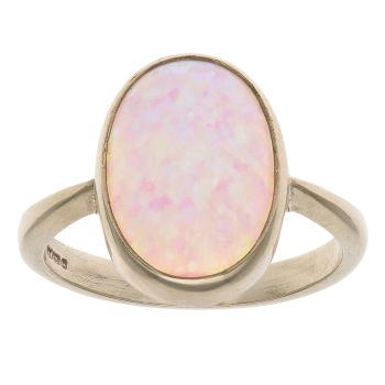 9ct Yellow Gold Created Opal Single Stone Ring