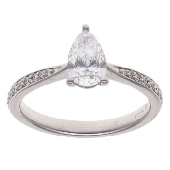 18ct White Gold 0.85ct Pear and Brilliant Cut Lab Grown Diamond Solitaire Ring