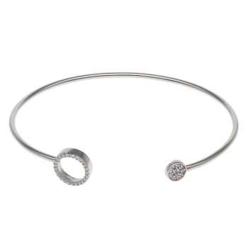 Silver Cubic Zirconia Circle Torque Bangle By Icesia