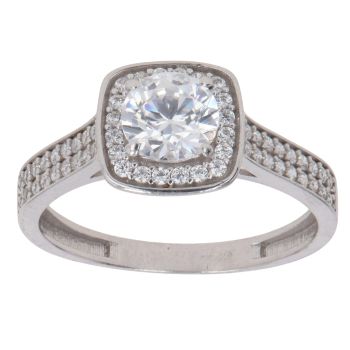 9ct White Gold Cubic Zirconia Cluster Ring