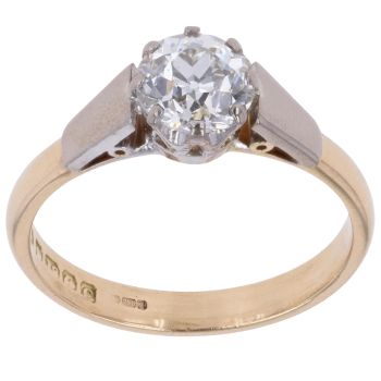 18ct Yellow and White Gold 1.10ct Old Cut Diamond Solitaire Ring
