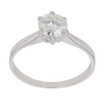 9ct White Gold Moissanite Solitaire Ring