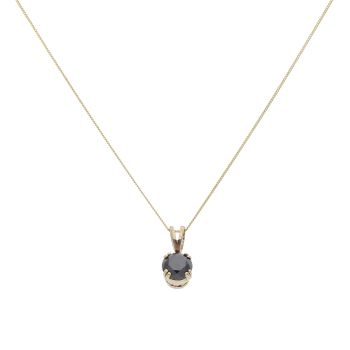 9ct Yellow Gold 1.60ct Brilliant Cut Black Diamond Pendant And Chain 18"