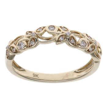 9ct Yellow Gold 0.15ct Diamond Fancy Leaf Ring