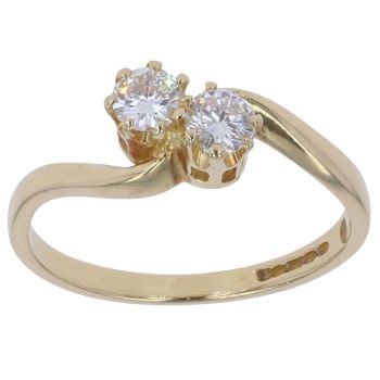 18ct Yellow Gold 0.30ct Diamond Two Stone Ring