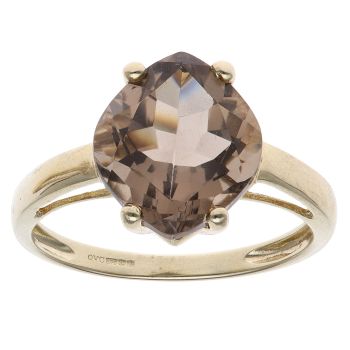 9ct Yellow Gold Smoky Quartz Single Stone Ring