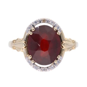 9ct Yellow Gold Garnet And Cubic Zirconia Cluster Ring