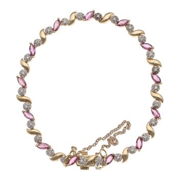 18ct Yellow Gold 0.12ct Diamond and Ruby Bracelet 6.5"