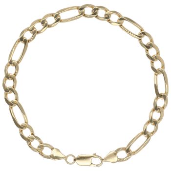 9ct Yellow Gold Figaro Bracelet 8.5"