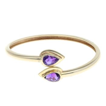 18ct Yellow Gold Amethyst Torque Bangle