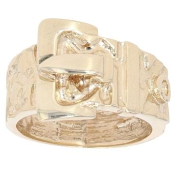 9ct Yellow Gold Patterned Buckle Ring