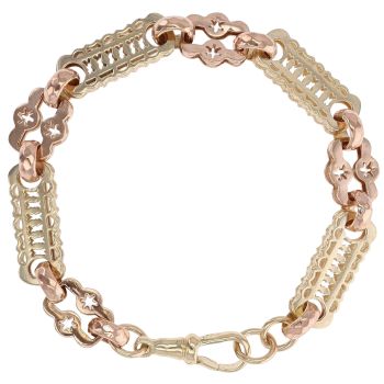 9ct Yellow and Rose Gold Stars and Bars Bracelet 7.5"