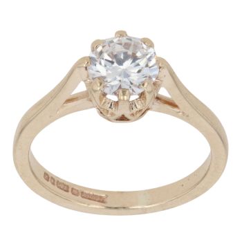 9ct Yellow Gold Cubic Zirconia Single Stone Ring