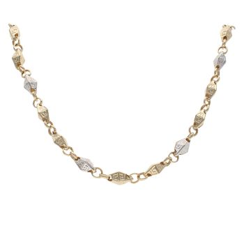 14ct Yellow And White Gold Greek Key Fancy Chain 24"