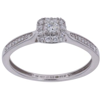 9ct White Gold 0.25ct Brilliant and Single Cut Diamond Cluster Ring