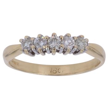 18ct Yellow Gold 0.33ct Brilliant Cut Diamond Five Stone Ring