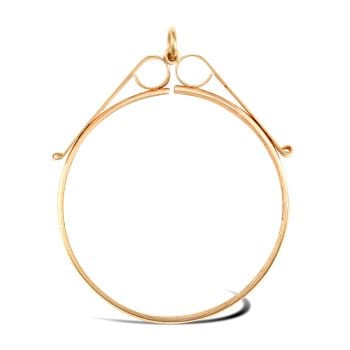 9ct Yellow Gold Full Krugerrand Pendant Mount - Scroll Top