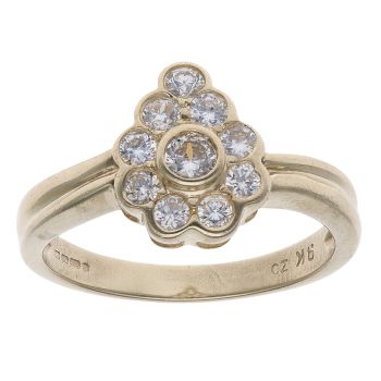 9ct Yellow Gold Cubic Zirconia Cluster Ring